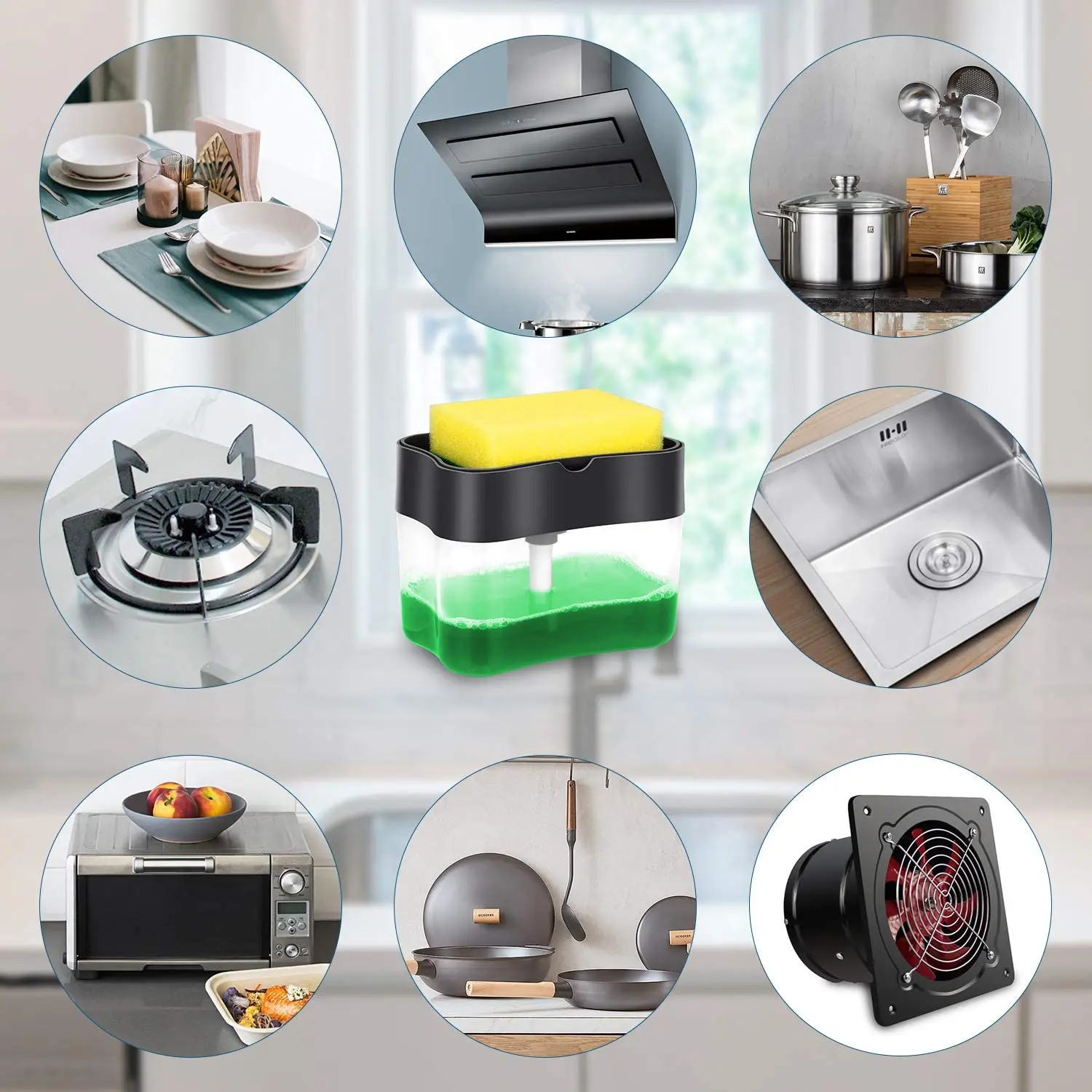 Hot selling Dish washing manual soap Dispenser Washing Kitchen 2 In 1 Sponge soap storage box for kitchen washing