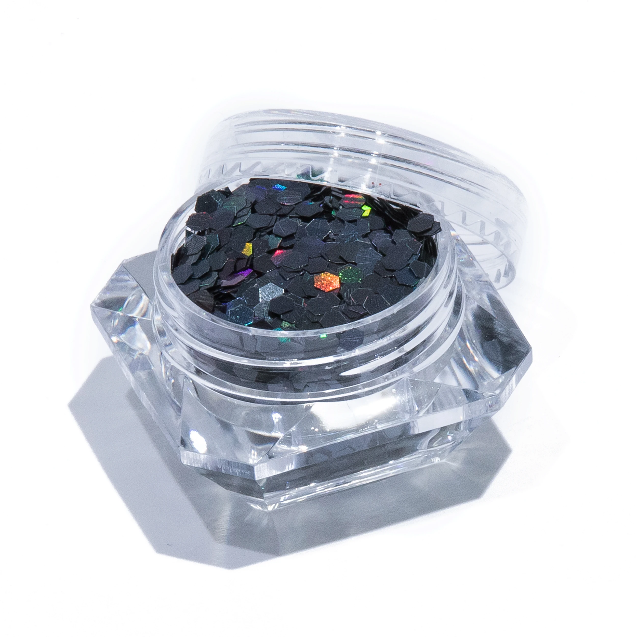 VIP Wholesale 2oz Jar Crystal Body Glitter Flakes Bulk Holographic Black Fine Glitter For Crafts