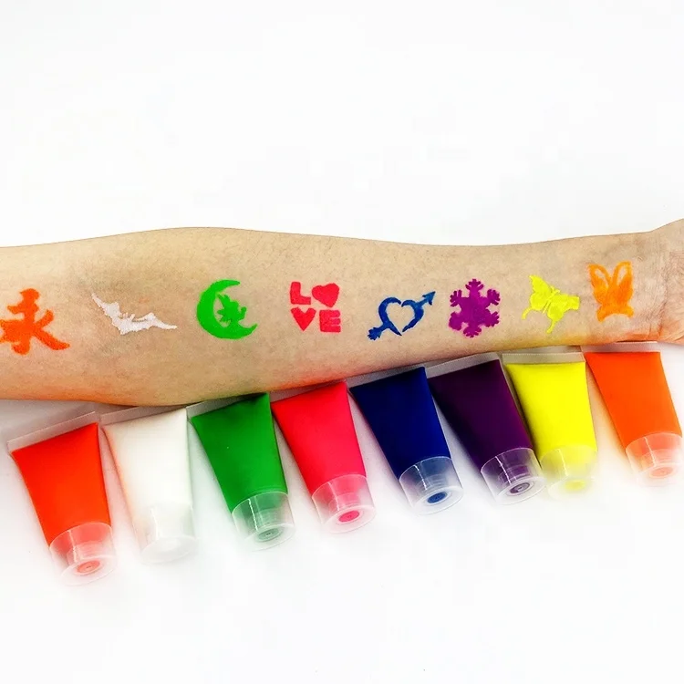 private label neon party use vegan high uv colors rainbow metallic military face paint body paint palette