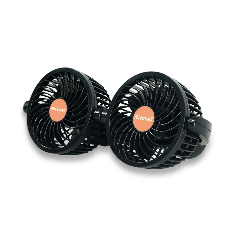 Low Noise Dashboard Fan Dual Head Multi Modes Rotatable Adjustable Car Cooling Fan 12v Auto Car Fan