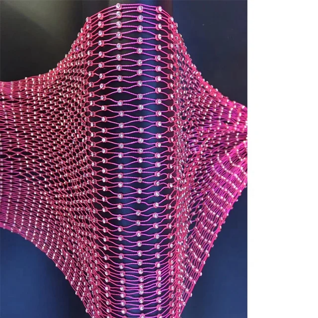 S104 дешевая блестящая эластичная сетка, рулон сетки со стразами, сетчатая ткань для одежды