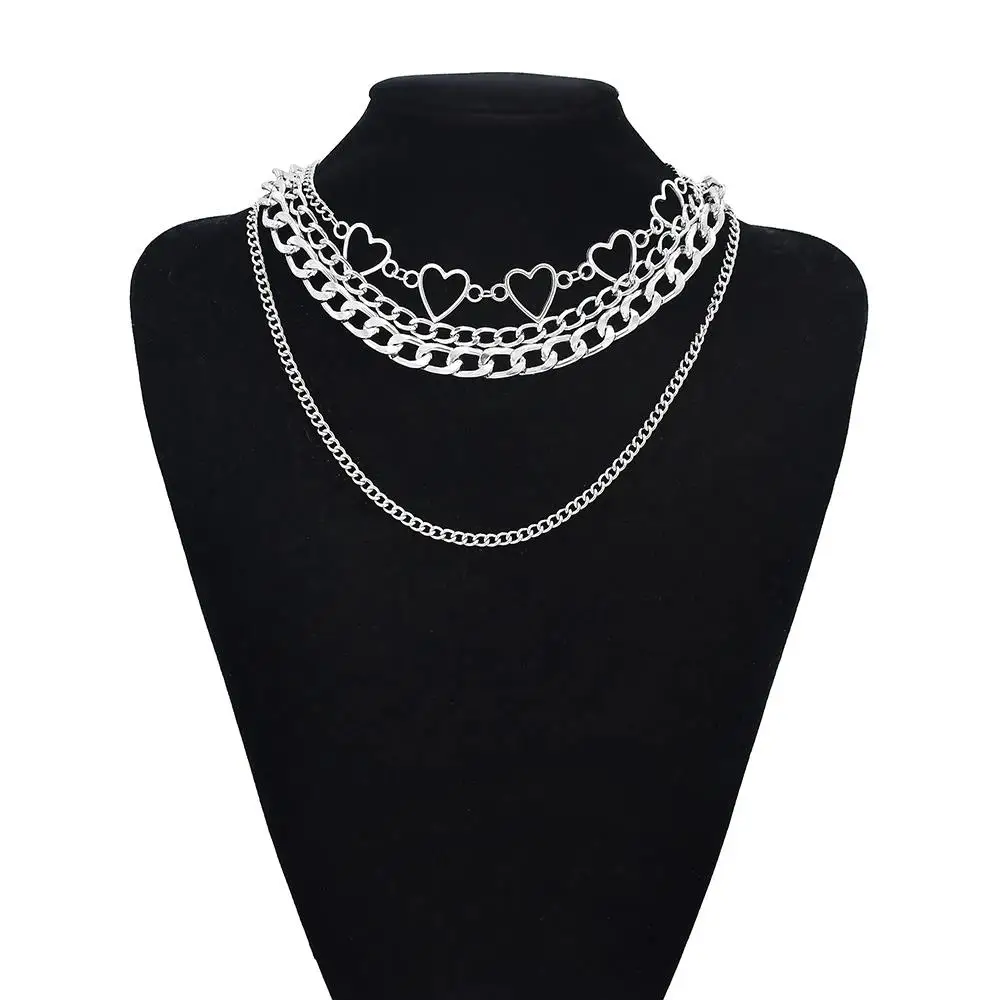 Punk Rock Style Simple Silver Gold Chain Multi-layer Aluminum Chain Necklac Street Fashion Jewelry, Europe and The United States