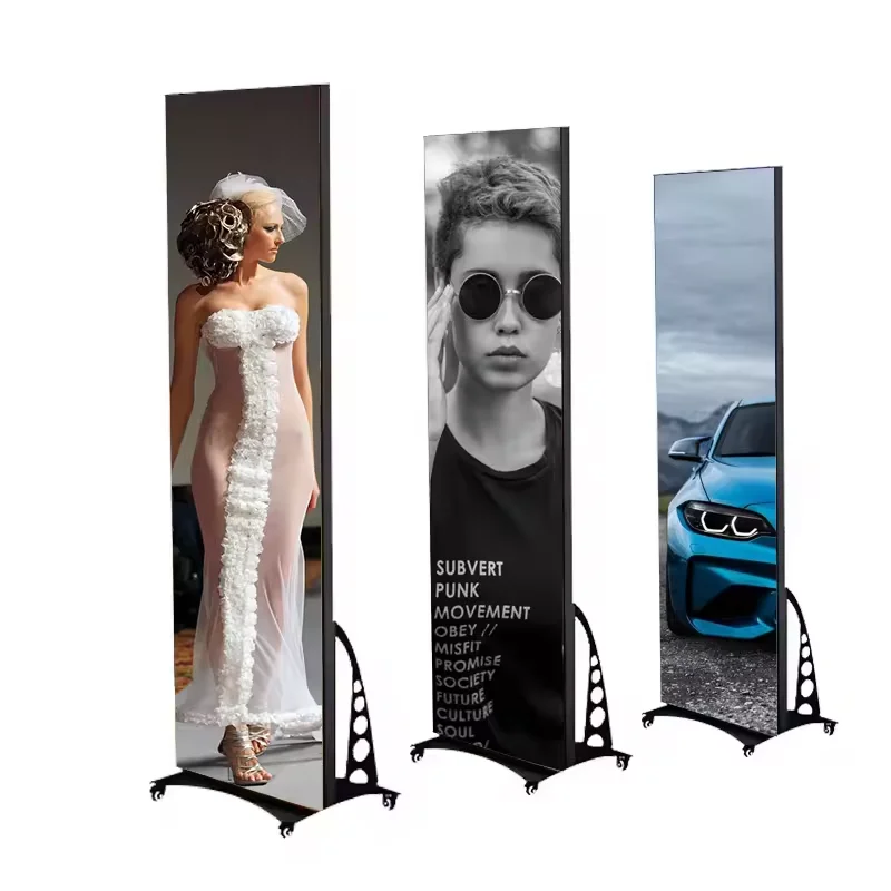 p2.5 Portable Advertising LED Digital Poster Ultra Slim Indoor Display with Stand for Wedding Party Commercial Exhibition