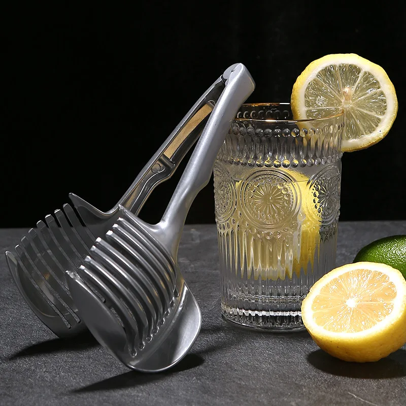 Tomato Lemon Slicer Holder Round Fruits Onion Shreader Cutter Guide Tongs with Handle Kitchen Cutting Potato Lime Food Stand