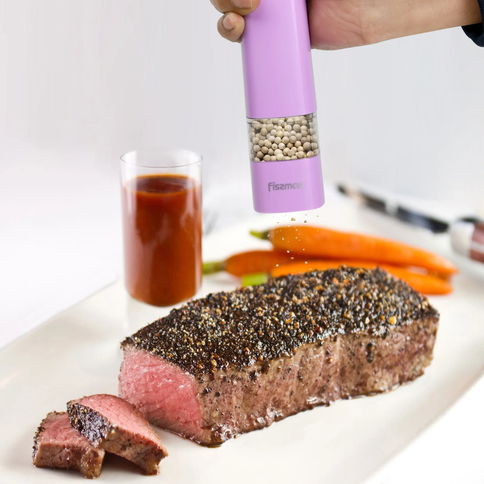 FISSMAN Electric Salt & Pepper Mill 20 Cm Ceramic Grinder