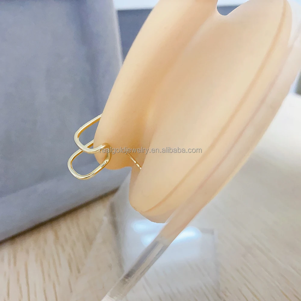 Unique Design Au585 14k Real Gold Geometric Shape Ear Stud Fine Jewelry Special Earring With Zircon Popular High Quality