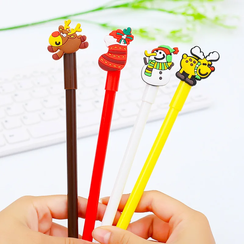 Creative school student black christmas gift pen PVC soft stationery 0.5mm