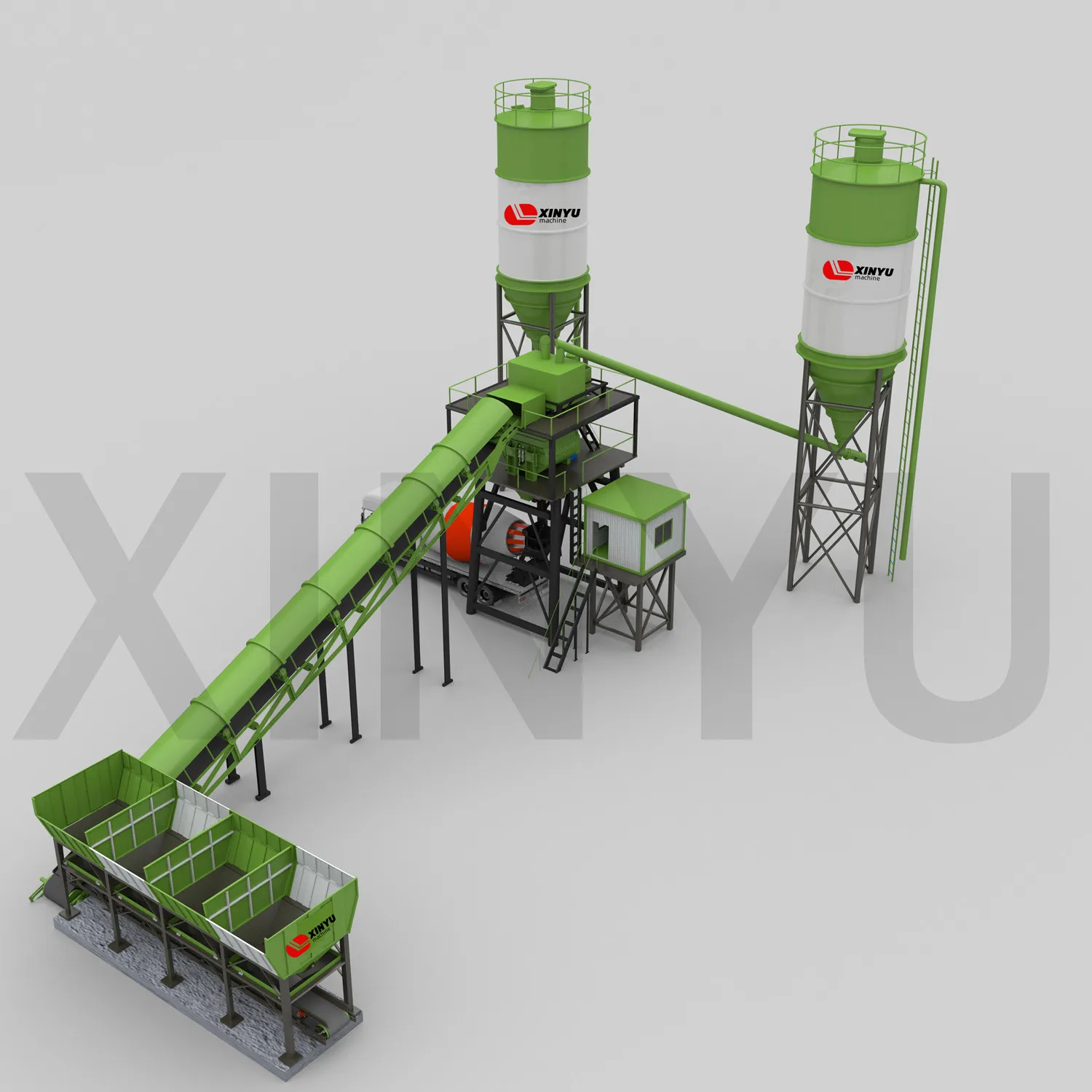Factory Supply Concrete Batching Plant 60M3/h Concrete Mixer Batching Plant With Bolted Cement Silo