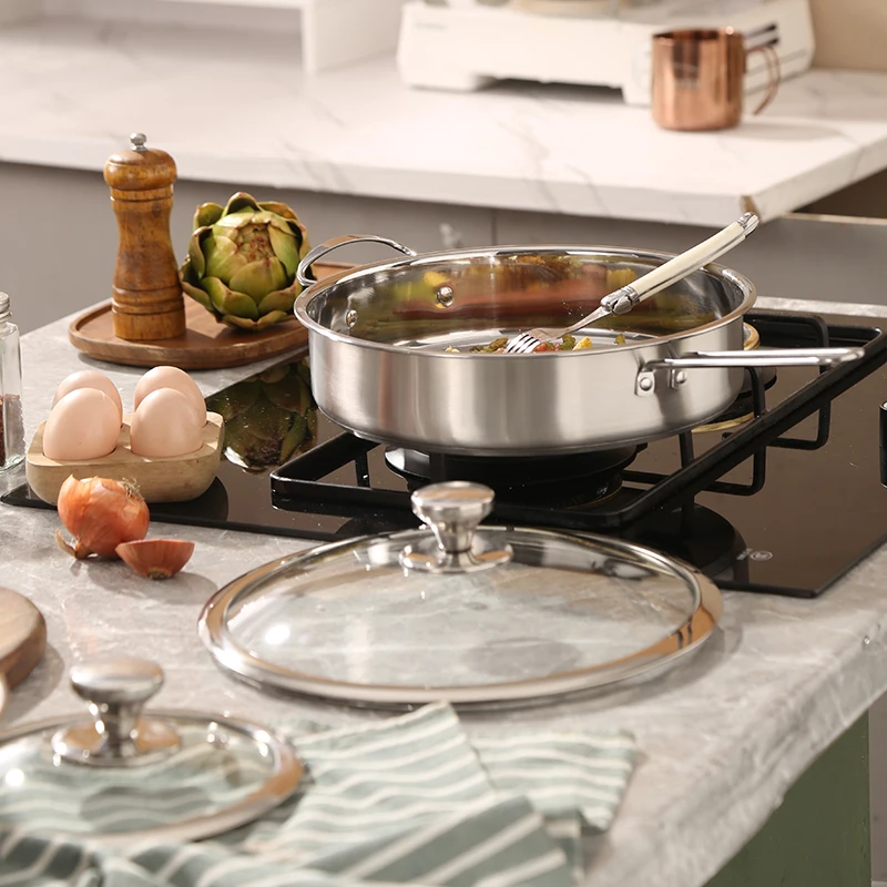 Korean style multi size stainless steel 304 panci kitchenware nonstick frying pan cookware Thickened three layer steel sartenes