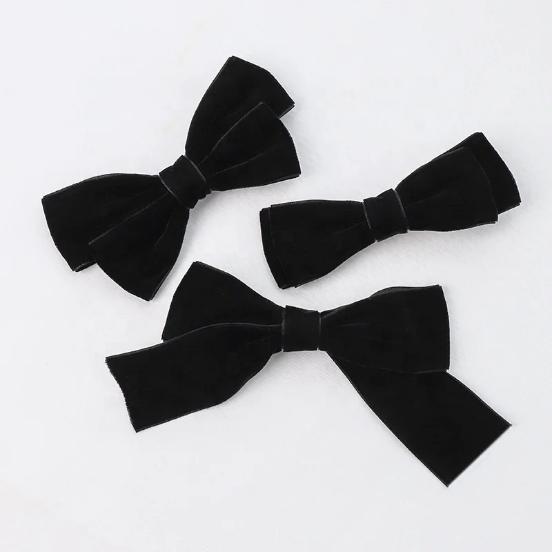 
2020 Fashion Hair Clip Headdress Bow Tie Duckbill Clip Black Velvet Hair Accessories For Girls 