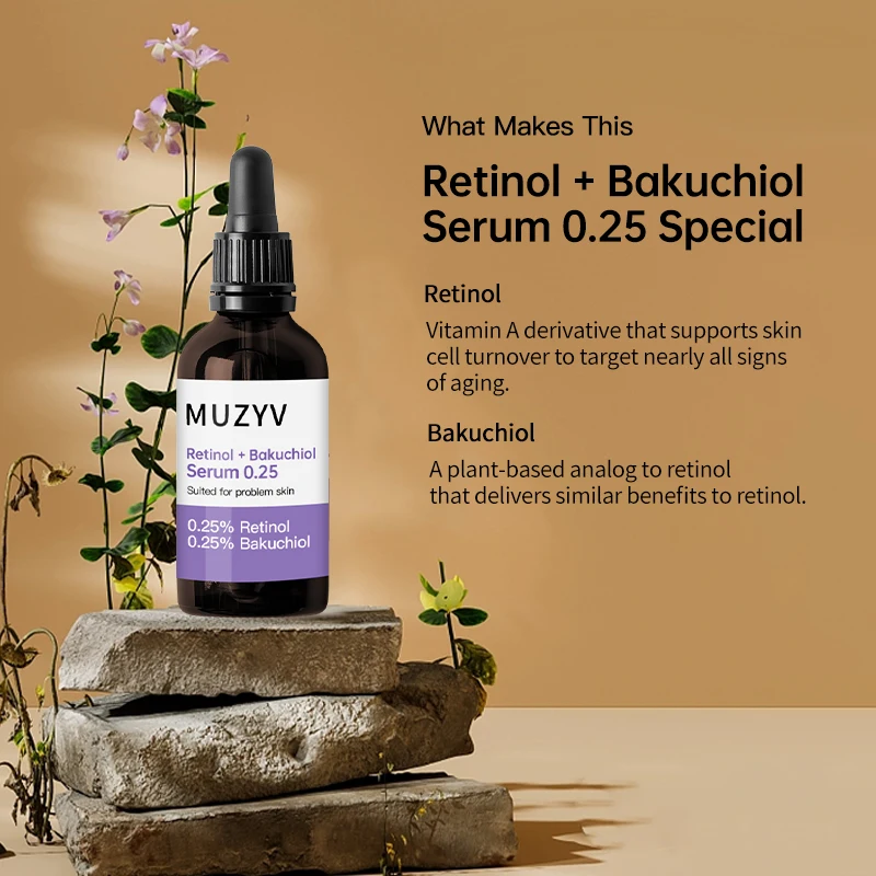 Private label bakuchiol serum natural anti aging night retinol serum for sensitive skin