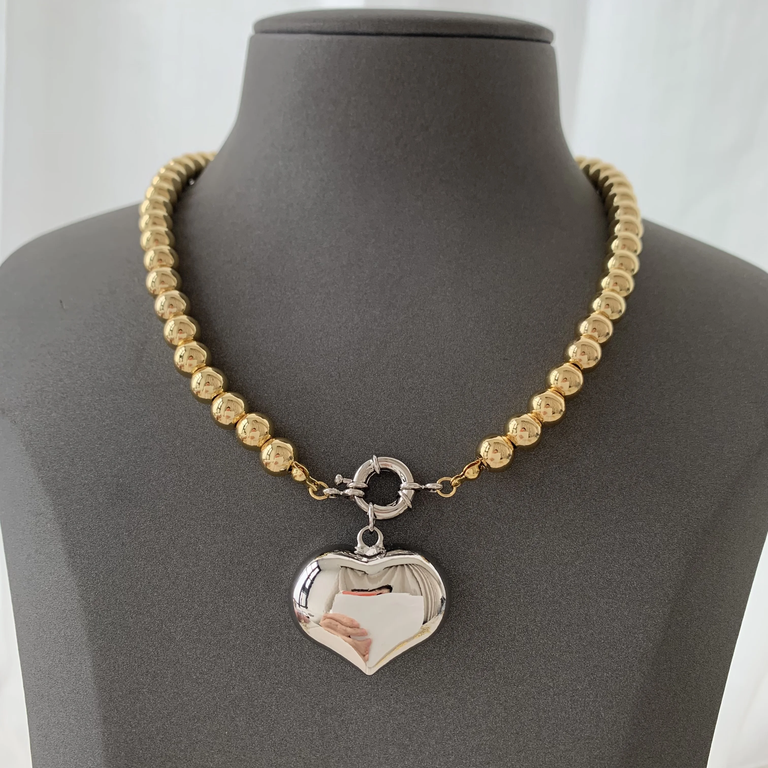 LS- C2904 Minimalist necklace trendy style luxury beaded   necklace for women heart pendant necklace daily wear