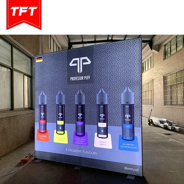 
China Portable Free Standing Double Sided Tradeshow Aluminum Backlit Led Frameless Tension Fabric Lightbox 