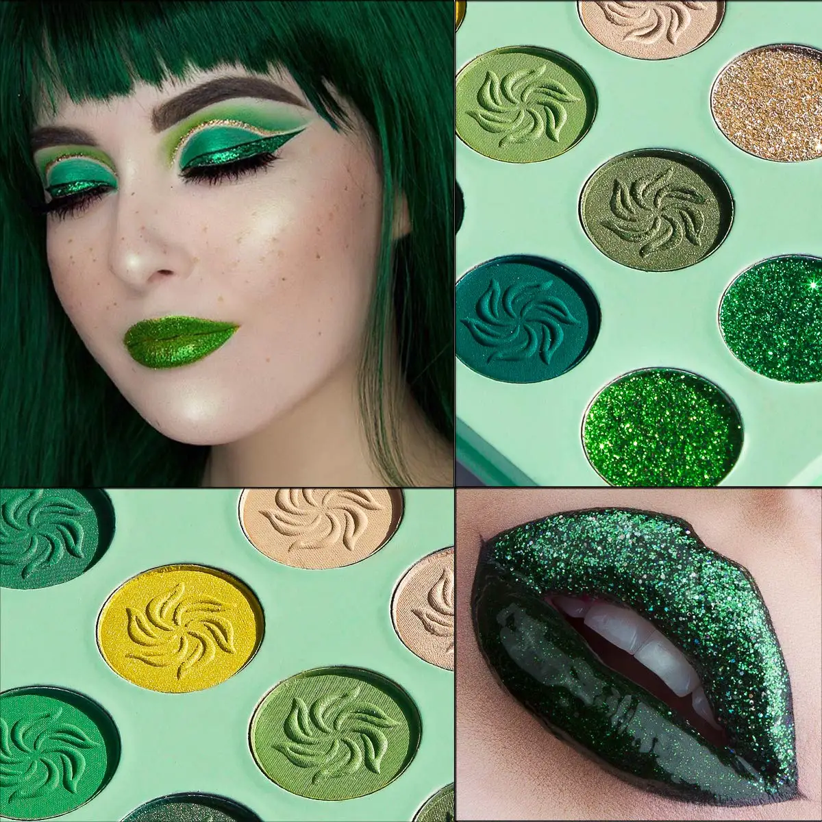Green Eyeshadow Palette Pigment Powder Pressed 15 Colors Matte And Shimmer Eyeshadow Palette