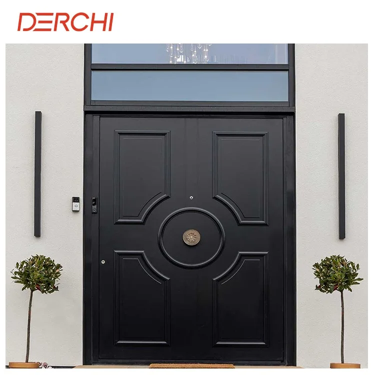 DERCHI Modern Design Security Aluminum Entry Door Exterior Security Steel Doors Homes Rntrance Villa Security Entrance Doors