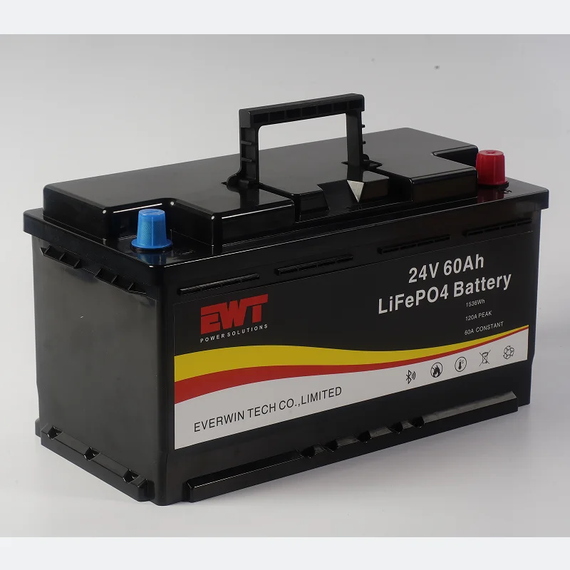 EWT LiFepo4 Battery Pack 24V 60AH With Big LCD Screen Monitoring Capacity