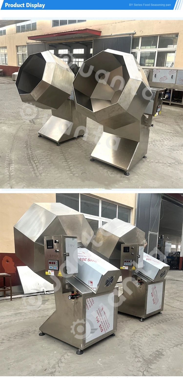 Octagonal Drum Peanut Puffed Corn Flavoring Coating Snack Food Potato Chips Seasoning Mixing Machine