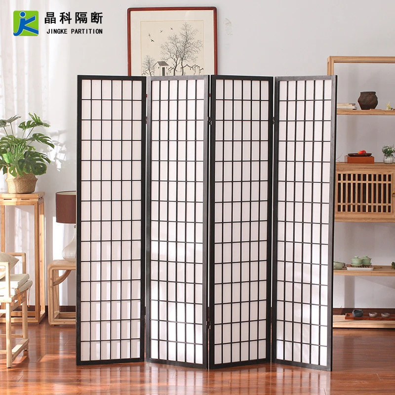 Shoji 4 Panel Screen Room Dividers Partition Japanese Style Black/wooden/brown Indoor Divider Wooden Partitions