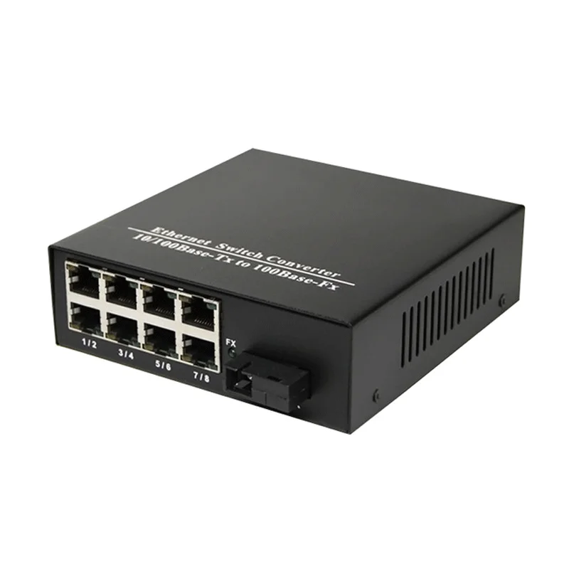 8 RJ45 Ports Fiber Switch Fiber Optic Media Converter