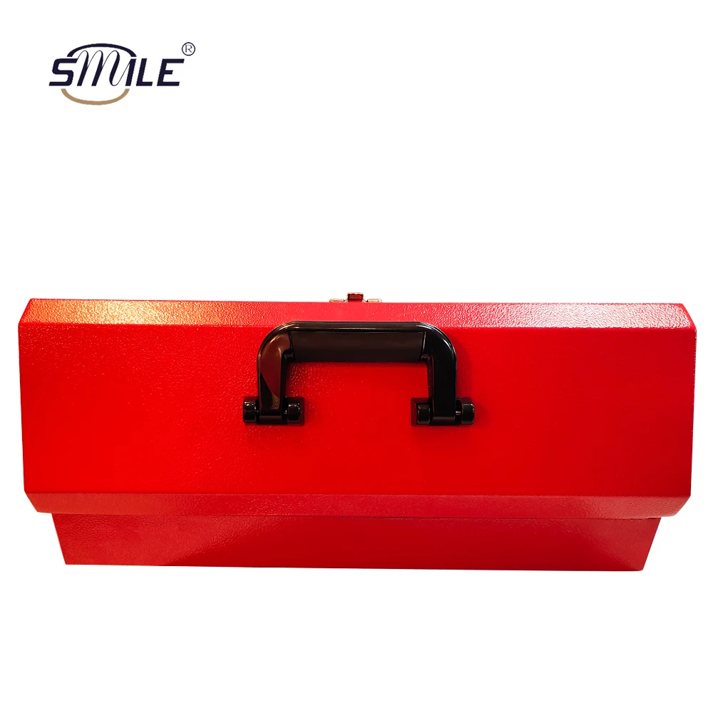 SMILE Export Quality High Strength Durable Rectangular Red Metal Garden Tool Storage Box for Truck Train Tractors