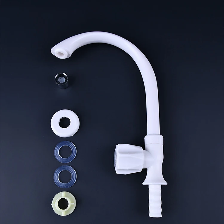 Factory Supplier Lastics Basin Classic Water Tap White Plastic Ball Handle Waterfall Faucet for Kitchen Sink