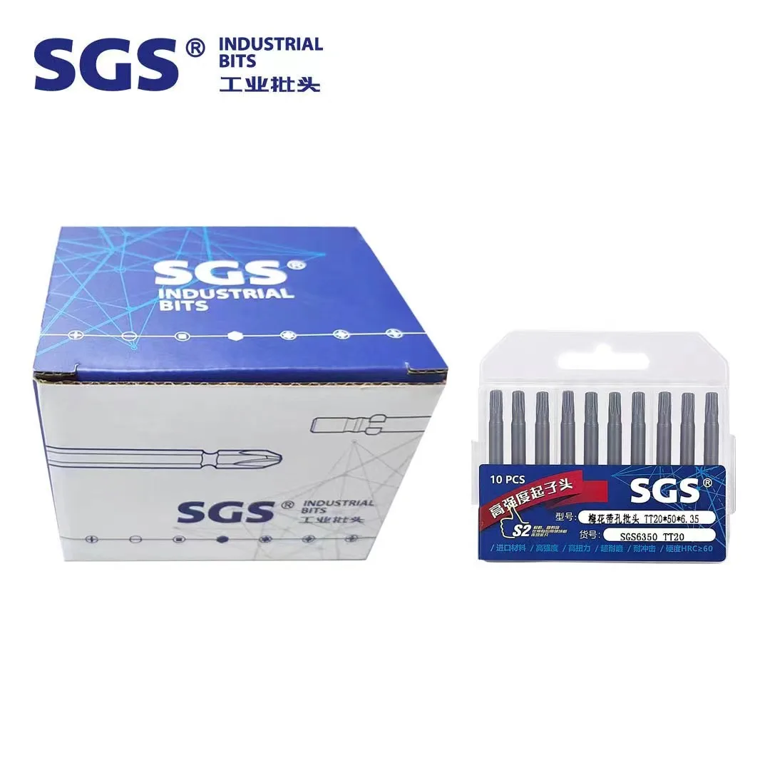 SGS source factory 1/4 Inch Strong Magnetic S2 material 50-150mm Single Head Torx industrial screwdriver bits