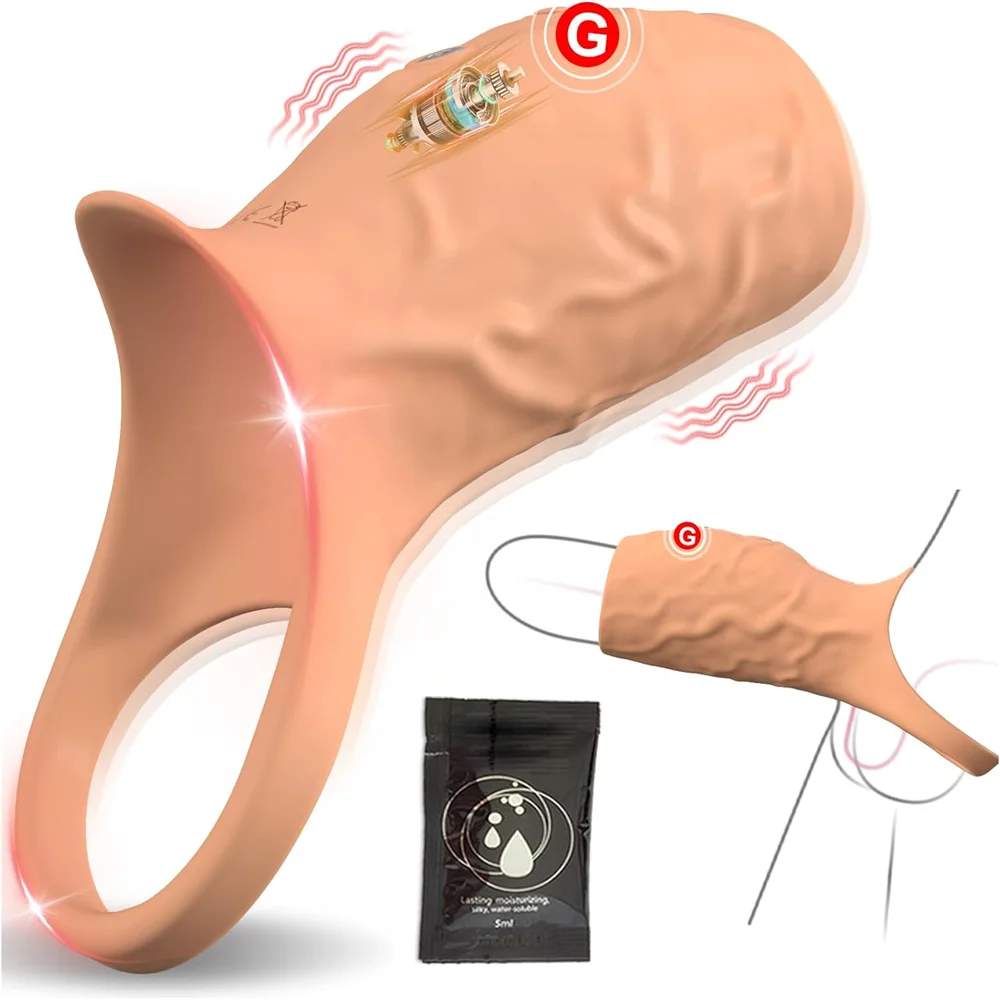 Adult Sex Toys Couple Pleasure Penis Ring Extender Testicles G Spot Vibrator Stimulator Vibrating Penis Sleeve Cock Ring for Men