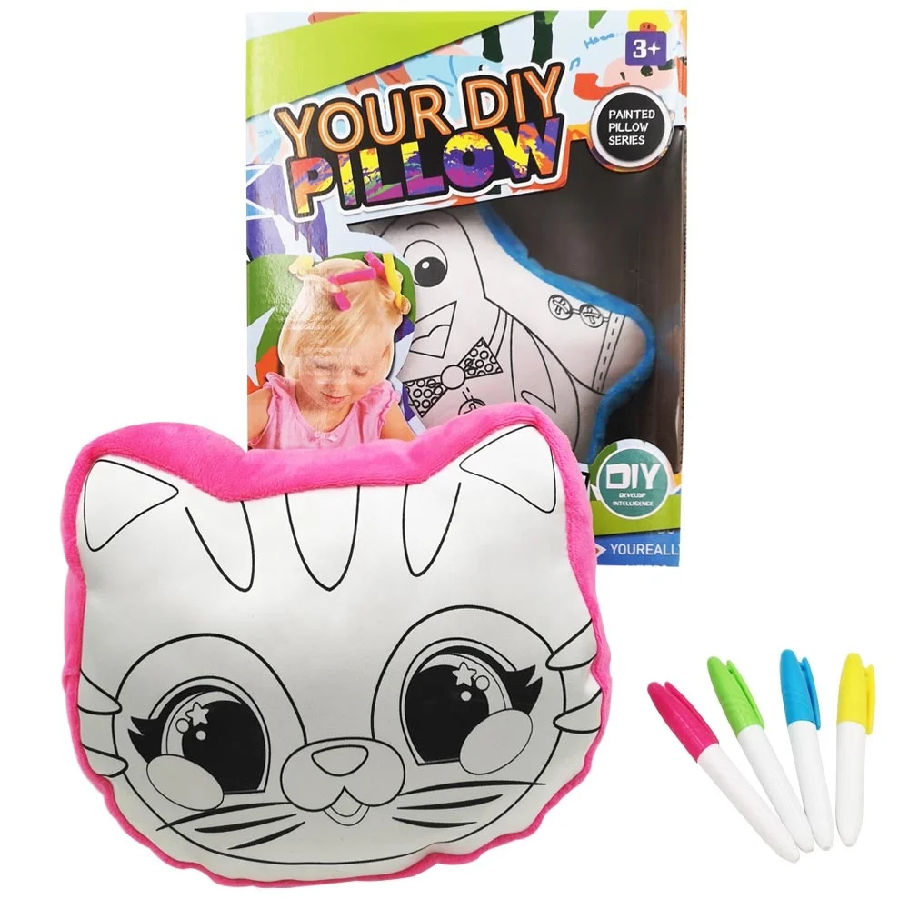 kids  diy washable  education toys plush satin animal penguin shape colouring  pillow toys for children