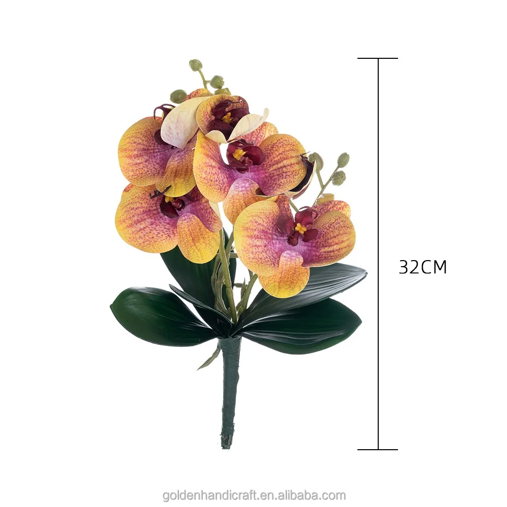 2 ветви мини орхидеи цветок настоящий сенсорный латексная моли Орхидея свадебный букет Искусственные с 5 листьями