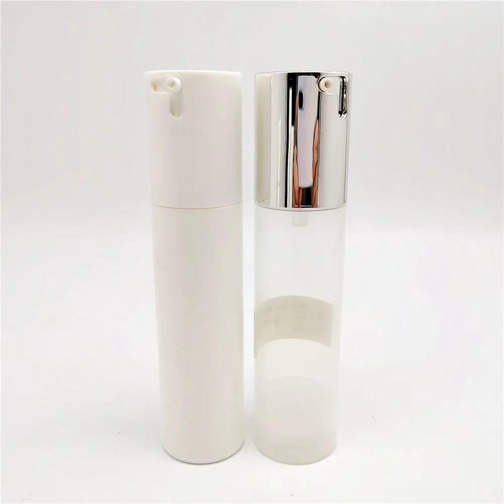 
15ml 30ml 50ml empty PP plastic silver pump 15ml white airless toothpaste pump bottle 