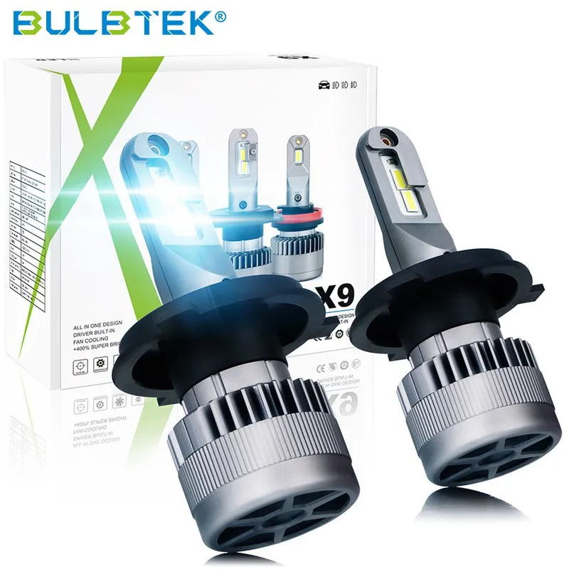 BULBTEK X9 H4 Factory supply car led headlight bulbs h4 small size auto light bulbs H4 high power car headlight bulbs