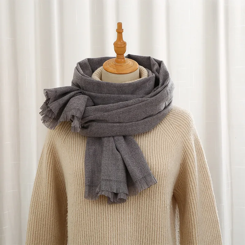Лидер продаж, женский теплый длинный однотонный кашемировый шарф для зимы