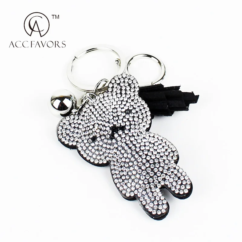 Lovely rhinestone teddy bear keychain with tassel
