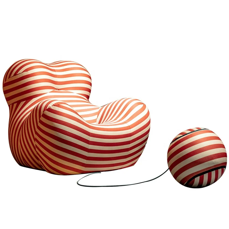 high quality designer design mother hug baby egg sofa chair elastic silky fabric with ball footrest stool