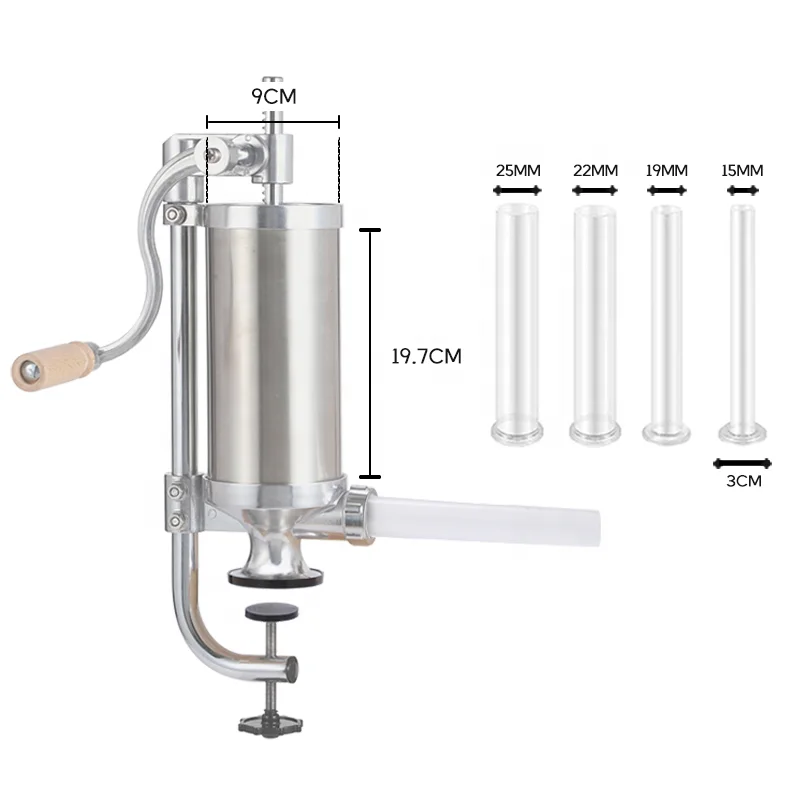 2.5LBS Vertical Stainless Steel Manual Sausage Maker Sausage Stuffer Sausage Making Machine With 4 tubes
