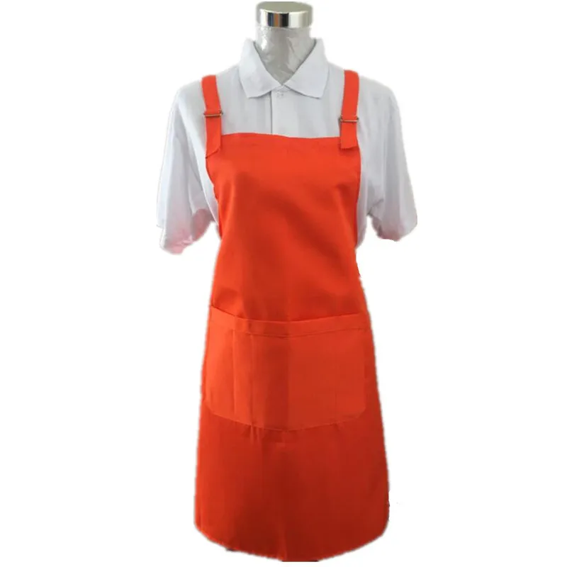 Waterproof aprons adjustable metal buckle shoulder cotton womens kitchen aprons delantal with pocket custom logo