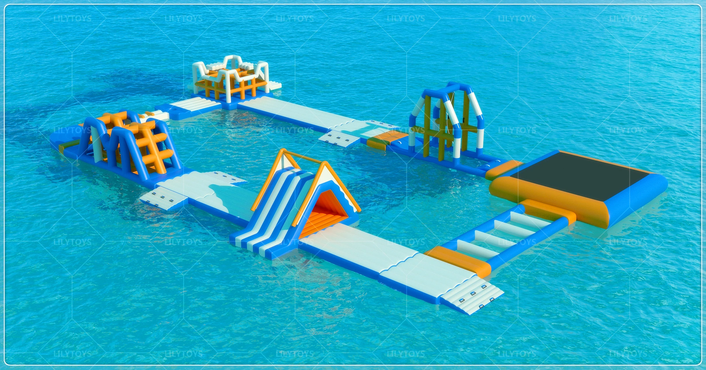 High-Quality Inflatable Water Sports Park with Floating Obstacle Course Water Polo and Basketball Games