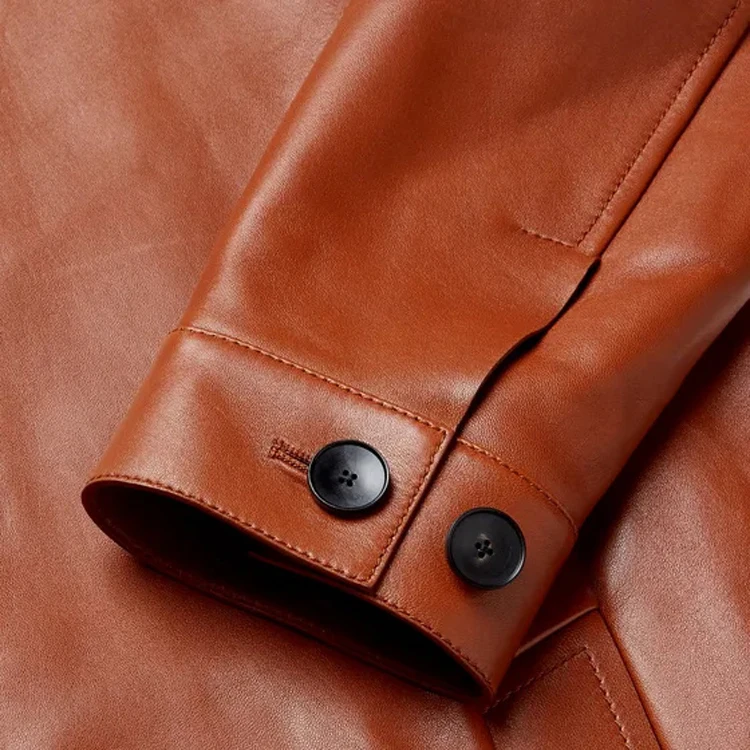 OEM на заказ модный Классический воротник коричневый ягненок кожаный blouson куртка для мужчин