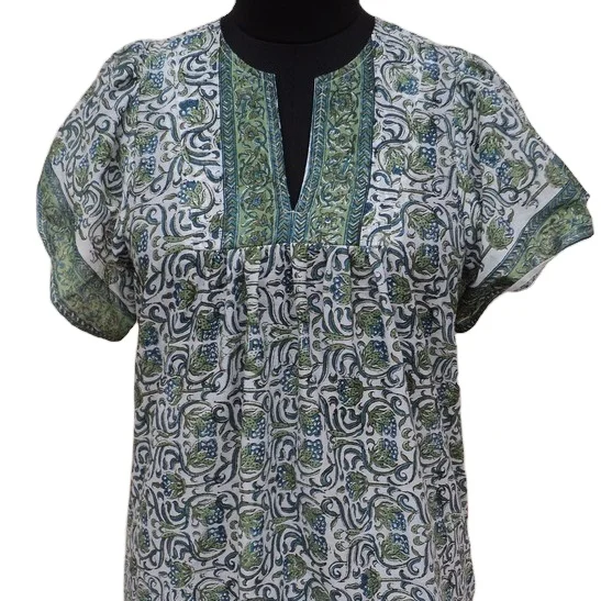 Casual Fashion Style and Broadcloth Cotton Fabric Type woman blouse  Umbrella Sleeve Latest Pattern Blouses