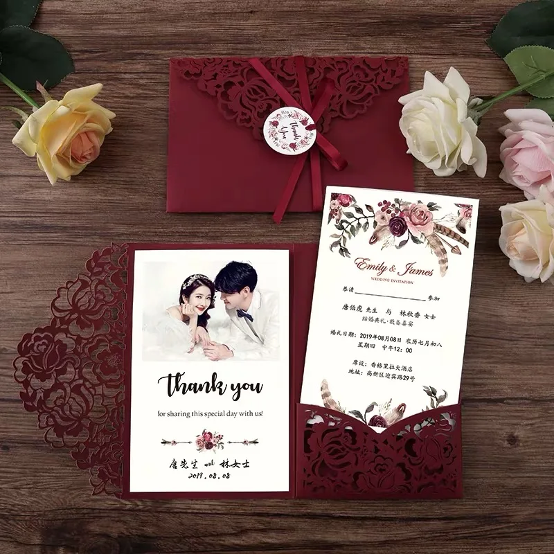 Royal Custom Logo Luxury 3d fold letterpress Wedding Texture invitation thank you business card post card