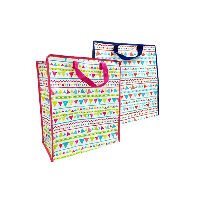 OEM/ODM PP Woven Tote Promotional Reusable Shopping Zipper Bags With Custom Logo