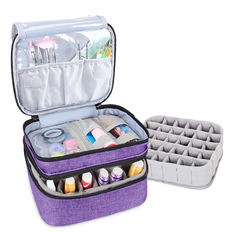 Multi-layer Nail Polish Essential Oil Bag Makeup Storage Organizer Women Cosmetic Toiletry Container Box Female Travel Outdoor