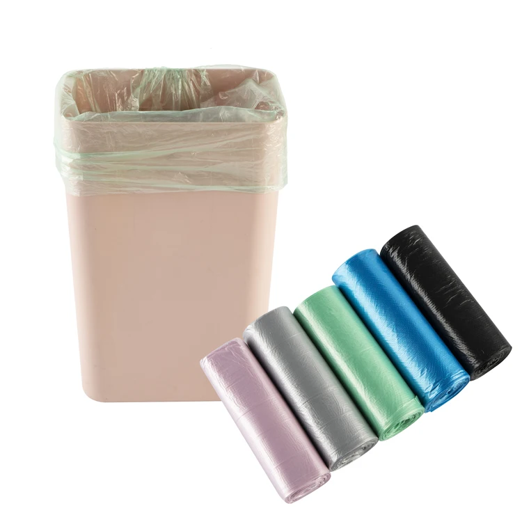 Promotion portable disposable household kitchen colorful plastic disposable garbage bags on a roll