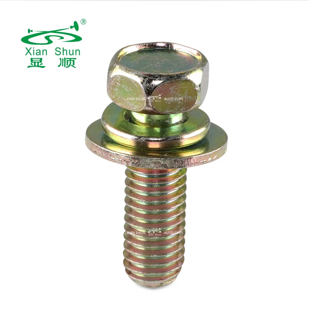 Xianshun car clip Metal screw full bearing hexagon washer stainless steel black coating for auto vehicle and household