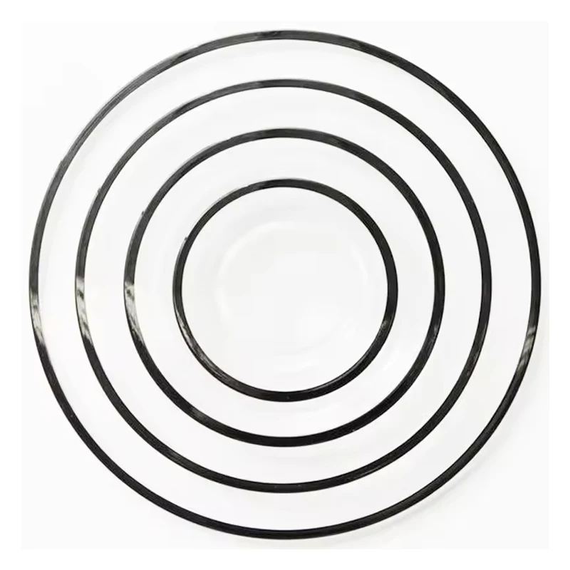 Wedding Decoration Clear Dinner Plates Crystal Round Restaurant Flat Dishes Under Plate Wholesale Black Rim Glass Charger Plates