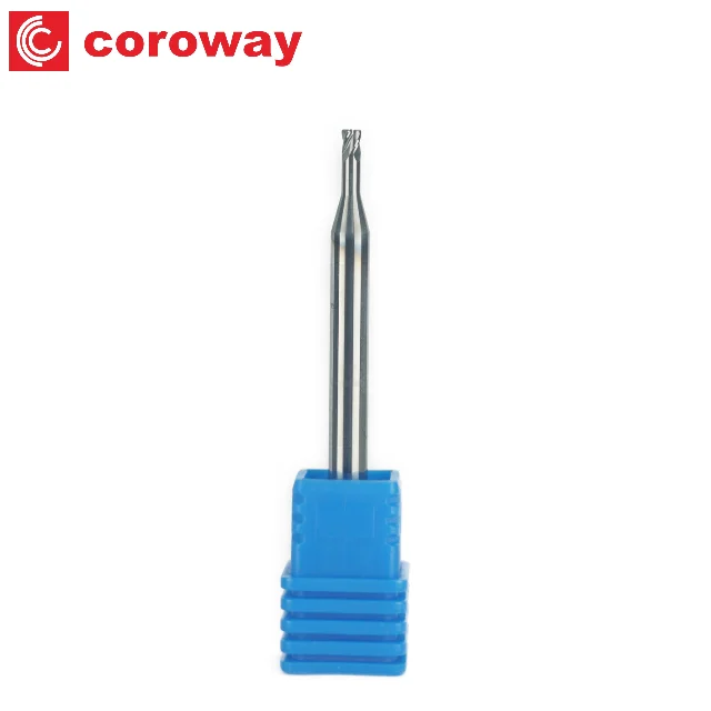 1mm to 3mm Carbide cnc tools Long Neck radius end milling cutter for Finish Machining on Hardened Steel