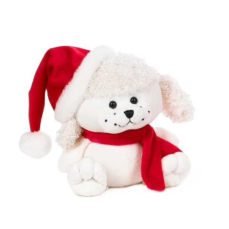 2025 Hot Sale Christmas White Stuffed Teddy Bear With Hat and Scarf  plush Polar Bear as Children Gifts