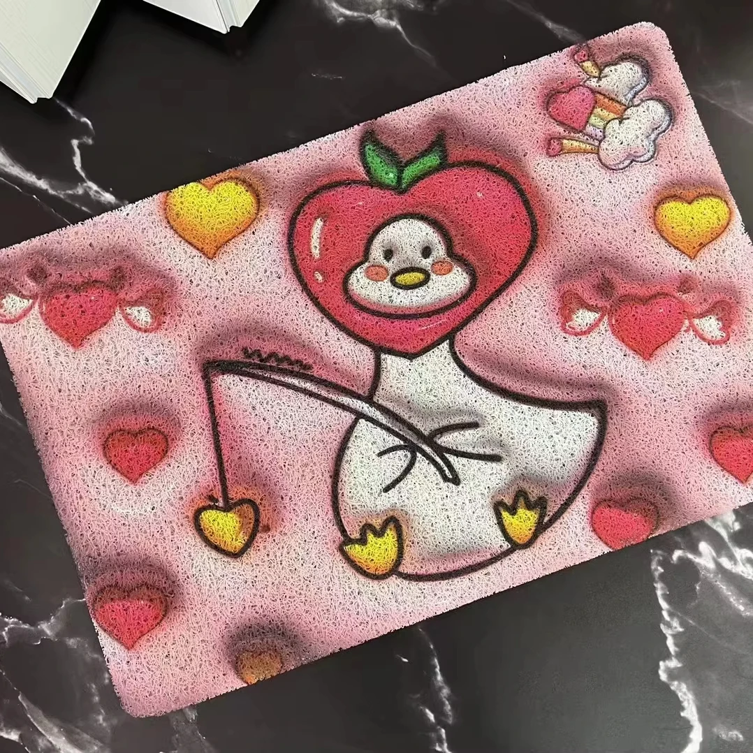 Custom 3D Duck Print PVC Coir Door Mat Washable Welcome Mat and Pet Print Carpet Rug for Home and Car Machine Made