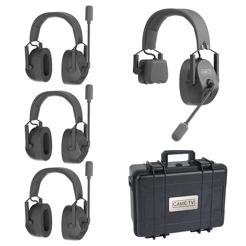 CAME-TV Kuminik8 4 pack Dual Single Ear Duplex Digital Wireless Headset Foldable Intercom 2 way Transmission communicator