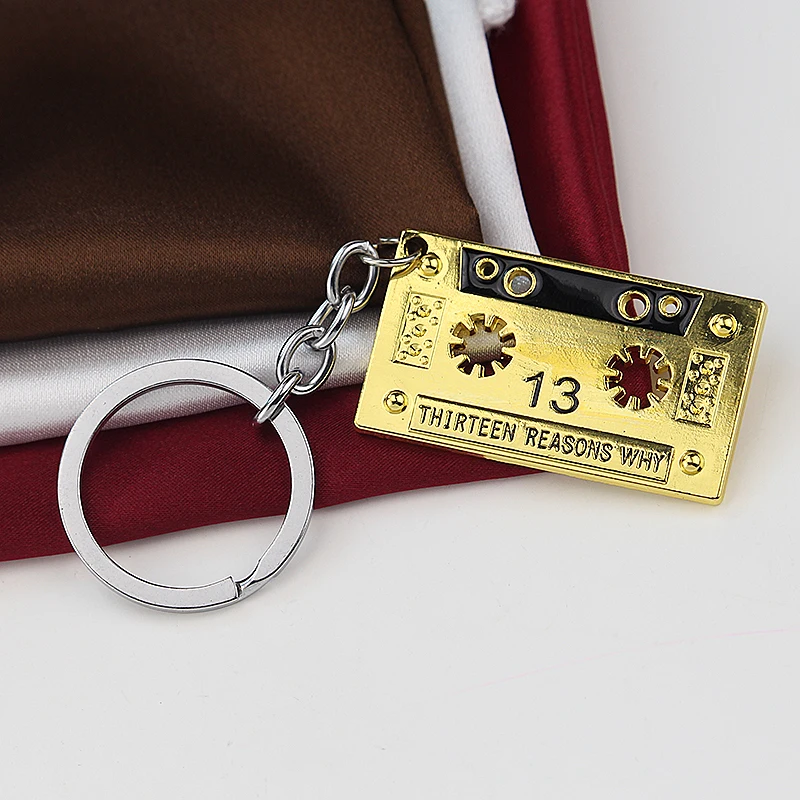 Vintage THIRTEEN REASONS WHY Audio Tape 13 Reasons Why Cassette Tape Silvertone Pendant Metal Keychain